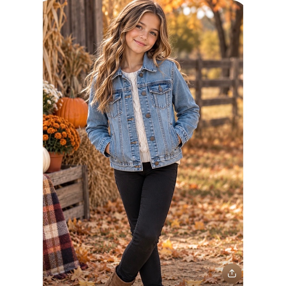 Levi's Denim Jacket Girls Medium 10-12  years Trucker Jean Classic Blue